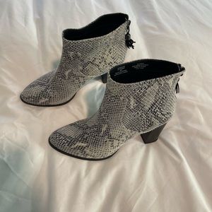 Anne Klein snake skin booties